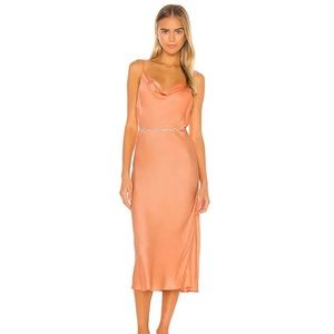 Young Fabulous & Broke Evie Bias Cut Midi Dress In Clementine